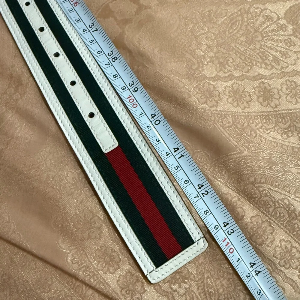 Gucci Green and Red Stripe Belt with GG Buckle - Picture 6 of 6